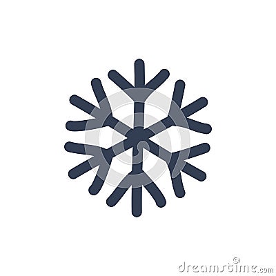 Snowflake icon. Black silhouette snow flake sign, isolated on white background. Flat design. Symbol of winter, frozen Vector Illustration