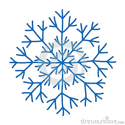 Snowflake Icon graphic. A large hand-drawn snowflake. Vector Illustration