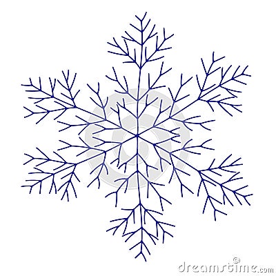 Snowflake Icon graphic. A large hand-drawn snowflake. Vector Illustration