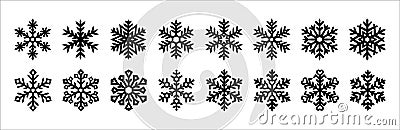 Snowflake icon set. Snowflakes vectors collection. Snow flake design template in various hexagonal shape. For paper cut craft and Vector Illustration