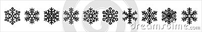 Snowflake icon set. Snowflakes vectors collection. Snow flake design template in various hexagonal shape. For paper cut craft and Vector Illustration