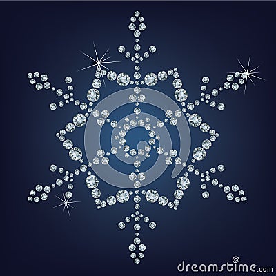 Snowflake made a lot of from diamonds. Vector Illustration