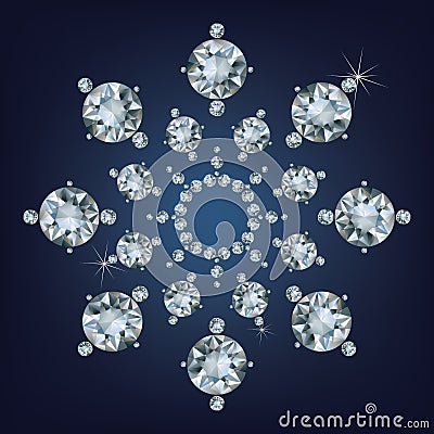 Snowflake made a lot of from diamonds. Vector Illustration
