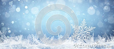 Snowflake On Natural Snowdrift Close Up Stock Photo