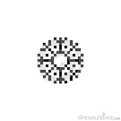 Snowflake pixel art icon, pixel illustration Cartoon Illustration