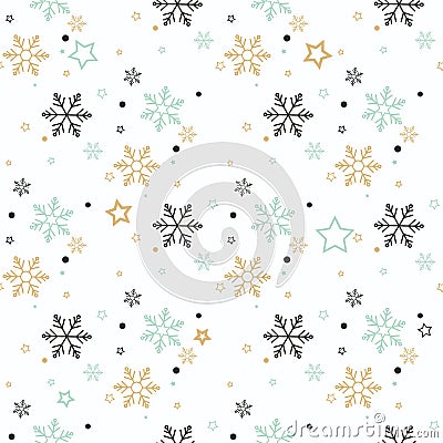 Snowflake seamless pattern. Snow on blue background. Abstract wallpaper, wrapping decoration. Symbol winter, Merry Christmas holid Cartoon Illustration