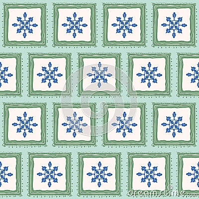 Snowflake seamless pattern. Surface pattern design xmas motif. Vector hand drawn illustration Vector Illustration