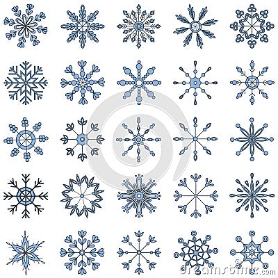 Snowflake set colroful Stock Photo