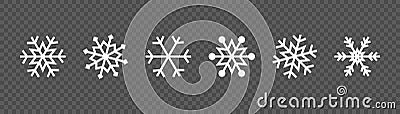 Snowflake set on isolated background. Winter pattern snow ornament vector design. Frost background. Christmas icon. Vector Cartoon Illustration