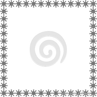 Snowflake square frame. Winter snowflake round border. Vector Illustration