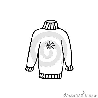 Snowflake sweater clothing and comfort in a cold weather set. Hand drawn element icon in doodle style Stock Photo