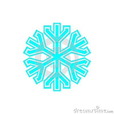 Blue and grey snowflake symbol on white background. Cartoon Illustration