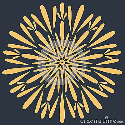 Snowflake symmetrical crystal mandala, single star flower icon, vector illustration for decorative design Vector Illustration