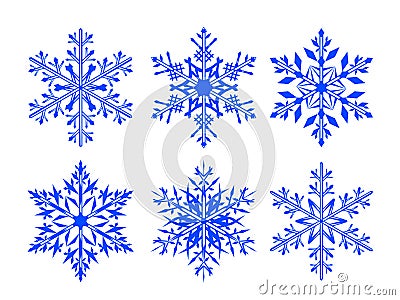 Snowflake vector icon set. Winter Christmas snow is a flat crystal element. Vector Illustration