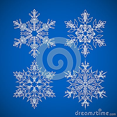 Snowflake. Vector icons set. Winter Christmas snow is a flat crystal element. Vector Illustration