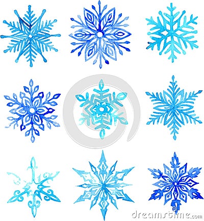 Snowflake watercolor pattern Vector Illustration