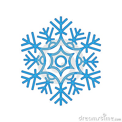 Snowflake winter isolated on white background. Blue icon silhouette. Vector illustration for Christmas design. New Year sign. Vector Illustration