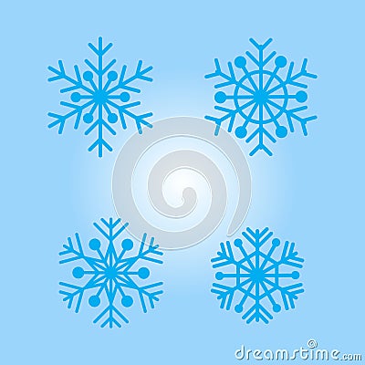 Snowflake winter set of blue isolated icon silhouette on blue background vector illustration Vector Illustration