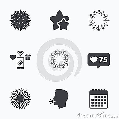 Snowflakes artistic icons. Air conditioning. Vector Illustration