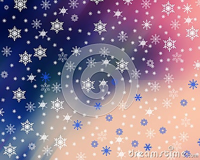 Snowflakes on a blurry colored background. Stock Photo