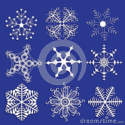 Snowflakes collection. Ornamental snowflakes. Vector Illustration