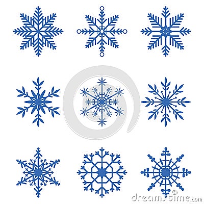 Snowflakes collection. Set of snow icons. Winter decoration elements for Christmas banner, New Year cards. Vector. Vector Illustration