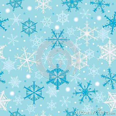 Snowflakes Falling Seamless Pattern Vector Illustration