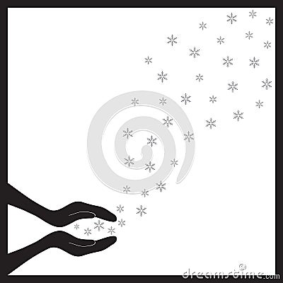 Snowflakes fly out of hand Vector Illustration