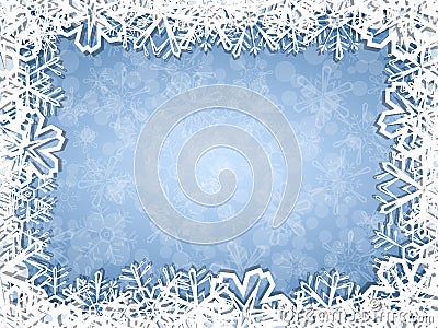 Snowflakes frame on frosty background Vector Illustration