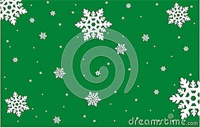 Snowflakes on Green Background Stock Photo