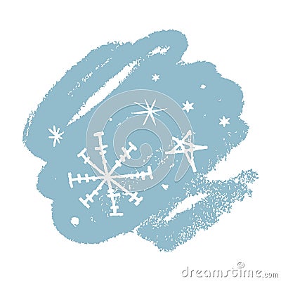 Snowflakes hand drawn vector icons set, brush smear. Winter theme Cartoon Illustration