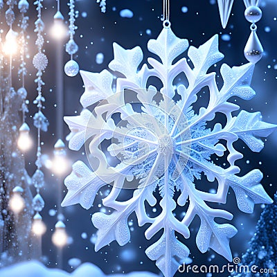 Snowflakes icicles ornaments christmas wallpaper Stock Photo