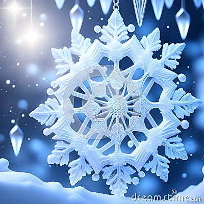 Snowflakes icicles ornaments christmas wallpaper Stock Photo