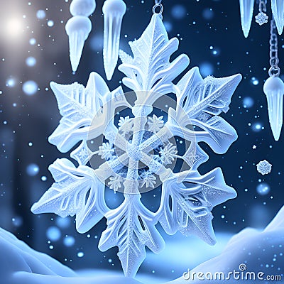 Snowflakes icicles ornaments christmas wallpaper Stock Photo