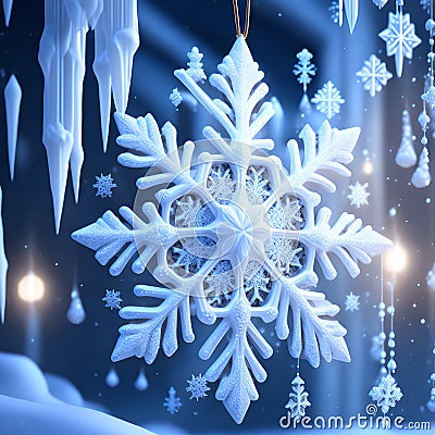 Snowflakes icicles ornaments christmas wallpaper Stock Photo