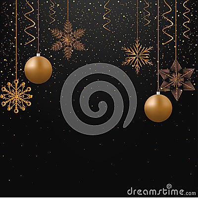 Snowflakes on New year night Vector Illustration