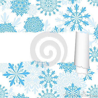 Snowflakes Pattern With Torn Stripe Vector Illustration