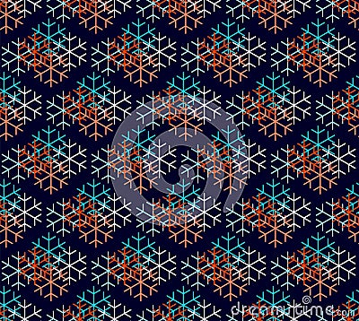 Snowflakes, seamless pattern, vector, punchy forms and colors Vector Illustration