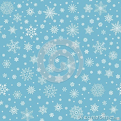Snowflakes seamless pattern. Winter snow flake stars, falling flakes snows and snowed snowfall vector background Vector Illustration