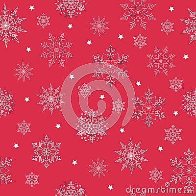 Snowflakes seamless pattern for your graphic designe. Polka dots. Vector Illustration