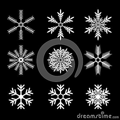 Snowflakes vector set. white snow flake icon set Vector Illustration