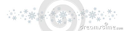 Snowflakes. White winter background with Snowflakes border. Christmas background for greeting card. Snowflake. Xmas ornament or Vector Illustration