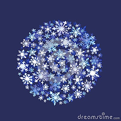 Snowflakes. Winter circle background. Watercolor Stock Photo