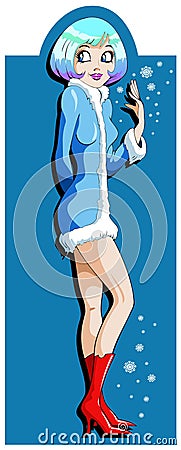 Snowgirl in modern style Vector Illustration