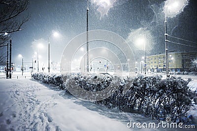 Snowing in the city Stock Photo