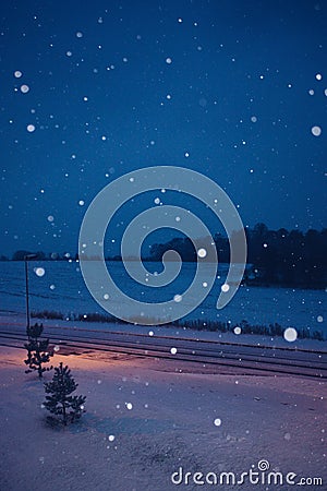 snowing at night Stock Photo