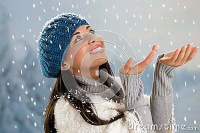 Snowing time in winter Stock Photo