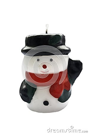 Snowman candle Stock Photo