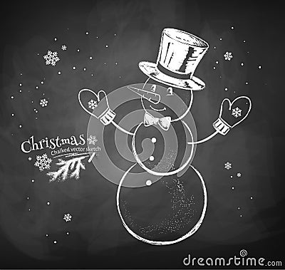 Snowman character wearing cylinder hat Vector Illustration