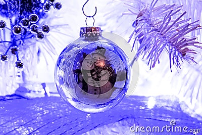 Snowman Christmas Love ball white tree surround Stock Photo